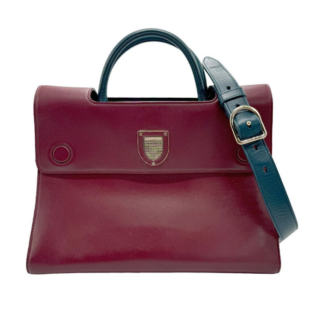 Christian Dior Ever Leather 2Way Shoulder Bag Bordeaux Purple Green
